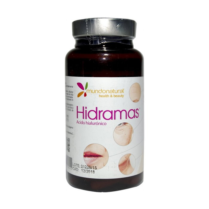 Mundonatural Hidramas 120 mg 60 cápsulas Complemento alimenticio Ácido hialurónico con Vitamina C para piel y colágeno Mundonatural Hidramas 120 mg 60 cápsulas Complemento alimenticio Ácido hialurónico con Vitamina C para piel y colágeno