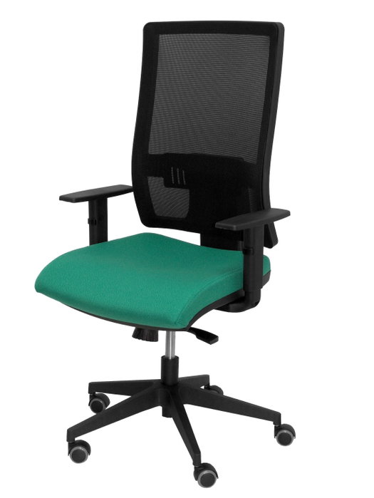 PIQUERAS Y CRESPO Silla Horna con mecanismo sincro, asiento verde esmeralda y respaldo negro