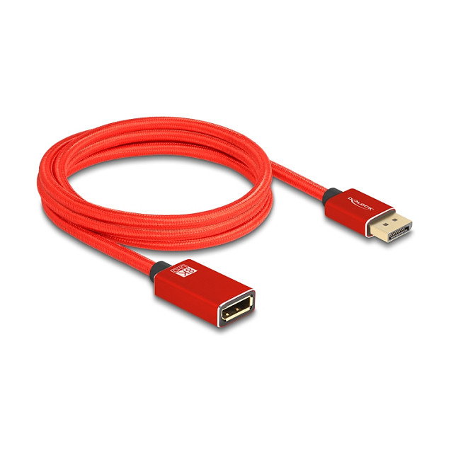 DeLOCK 81082 Cable DisplayPort 1.4 Extensión 8K 60 Hz 2 Metros Rojo Metálico - 7680x4320, DSC, HBR3 DeLOCK 81082 Cable DisplayPort 1.4 Extensión 8K 60 Hz 2 Metros Rojo Metálico - 7680x4320, DSC, HBR3