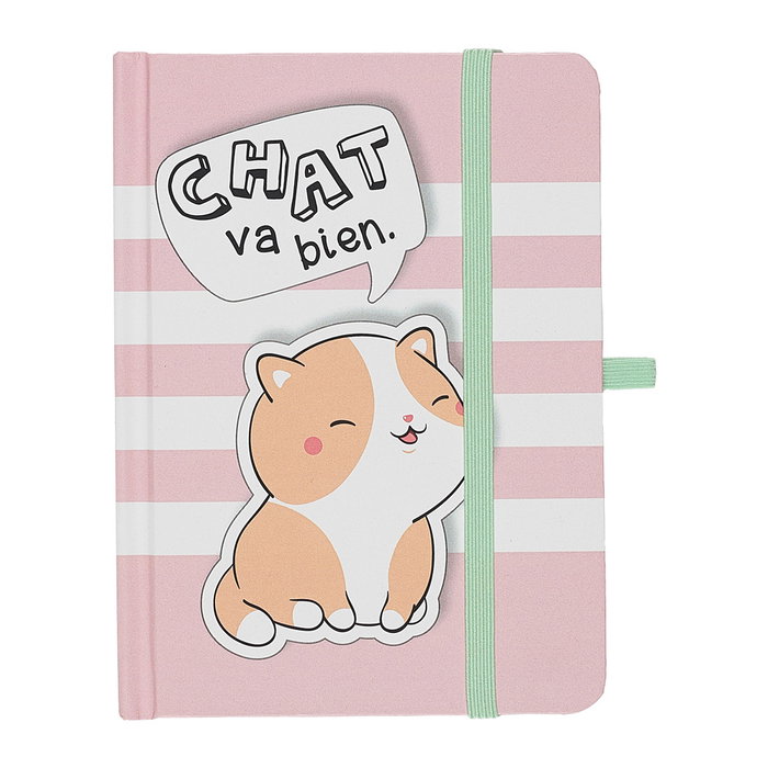 The Concept Factory Libreta DINA6 con Cierre Elástico Kawaii - My Funny Papet, Tostada/Panda/Gato, Certificado FSC