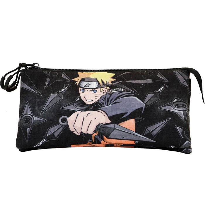 KARACTERMANIA Estuche Portatodo Uzumaki Naruto Shippuden Triple Compartimento 23x11x7cm Repelente a Líquidos