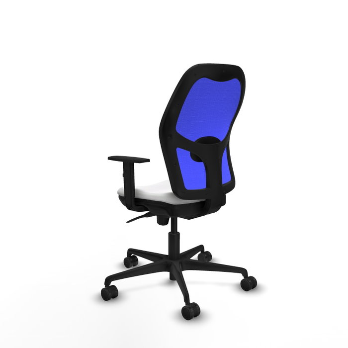 PIQUERAS Y CRESPO Silla de oficina Jorquera con mecanismo Sincro, Tela Blanco y Malla Azul