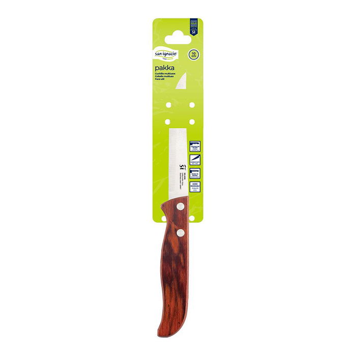 San Ignacio Cuchillo Multiusos Hoja Acero Inoxidable 10 cm Mango Madera