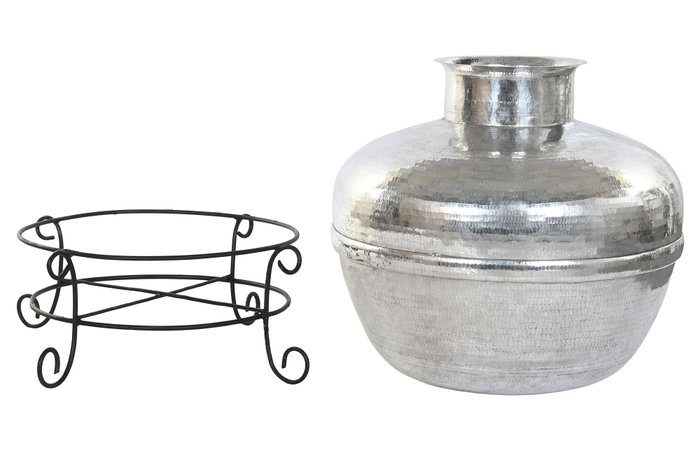 DKD Home Decor Jarrón XL de Aluminio y Soporte de Hierro 75x75x90 cm DKD Home Decor Jarrón XL de Aluminio y Soporte de Hierro 75x75x90 cm