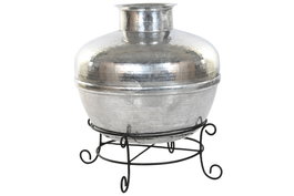 DKD Home Decor Jarrón XL de Aluminio y Soporte de Hierro 75x75x90 cm