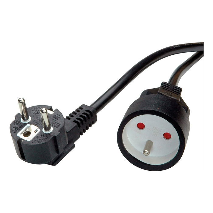 VALUE 19.99.1170 Cable de Alimentación H05VV-F 3m Macho CEE7/7 Angular a Hembra CEE7/5 Derecho Negro para Rep. Checa, Francia, Eslovaquia