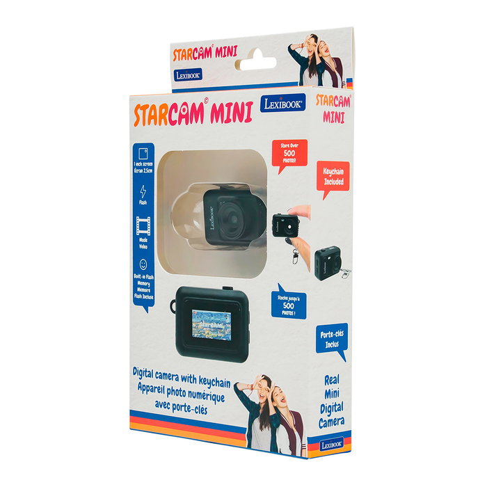 Lexibook Mini Cámara Digital Negra DJKC76BK con Tarjeta Micro SD, para Niños +6 Años