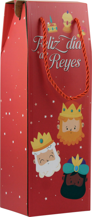 Bismark 333603 Caja con Asa Botellero Efecto Madera Reyes Magos Colores Surtidos (13x36x10 cm)