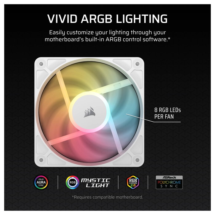 Corsair RS120-R ARGB Pack de 3 Ventiladores 120 mm Blanco