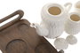DKD Home Decor Tetera Colección Pengjia 25 Blanco Marron Oscuro Porcelana Bambu 25 x 18 x 28 cm Set de 4