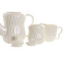 DKD Home Decor Set de tetera de porcelana y bambú PENGJIA 25 relieve blanco y marrón oscuro