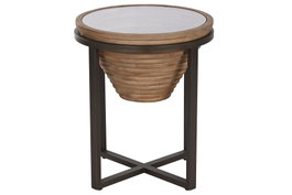 DKD Home Decor Mesita Auxiliar Abeto y Cristal 46x46x55,5 Natural