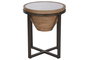DKD Home Decor Mesita Auxiliar Abeto y Cristal 46x46x55,5 Natural