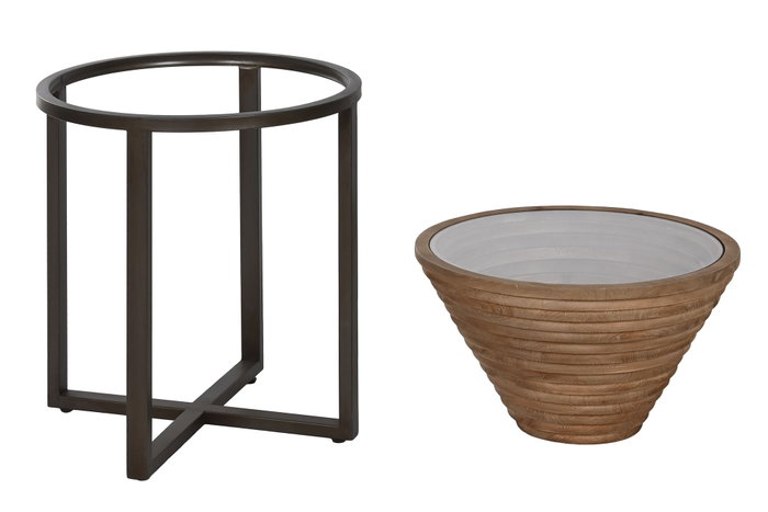 DKD Home Decor Mesita Auxiliar Abeto y Cristal 46x46x55,5 Natural DKD Home Decor Mesita Auxiliar Abeto y Cristal 46x46x55,5 Natural