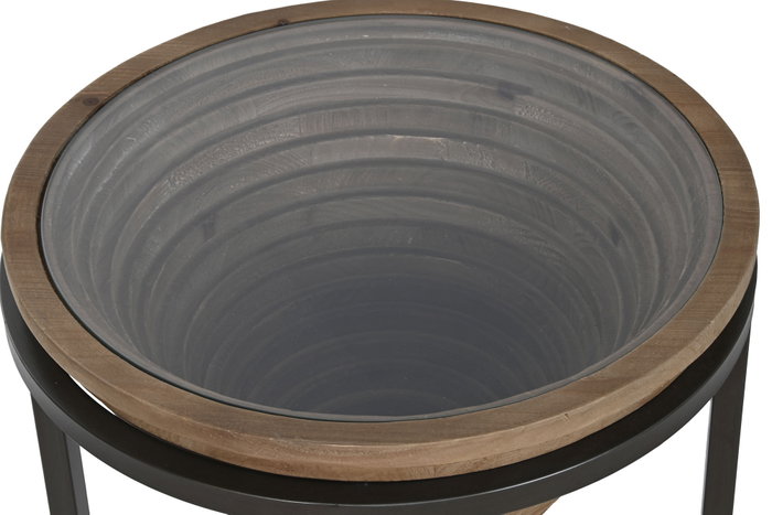DKD Home Decor Mesita Auxiliar Abeto y Cristal 46x46x55,5 Natural DKD Home Decor Mesita Auxiliar Abeto y Cristal 46x46x55,5 Natural