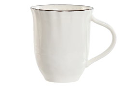 DKD Home Decor Mug Cottage Blanco Marron Porcelana 6 Unidades 250ml Apto Microondas y Lavavajillas 11.5 x 8.3 x 9.6 cm