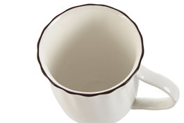 DKD Home Decor Mug Cottage Blanco Marron Porcelana 6 Unidades 250ml Apto Microondas y Lavavajillas 11.5 x 8.3 x 9.6 cm