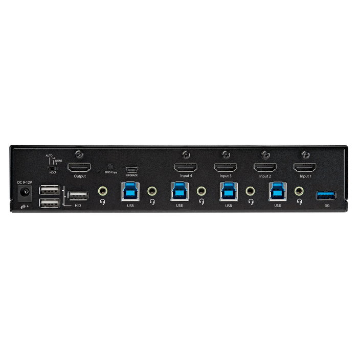 StarTech 4K 60Hz HDMI KVM Switch de 4 Puertos - Conmutador para 1 Monitor, HDR, Audio, USB 3.0 Hub, Modelo con Teclas de Acceso Directo