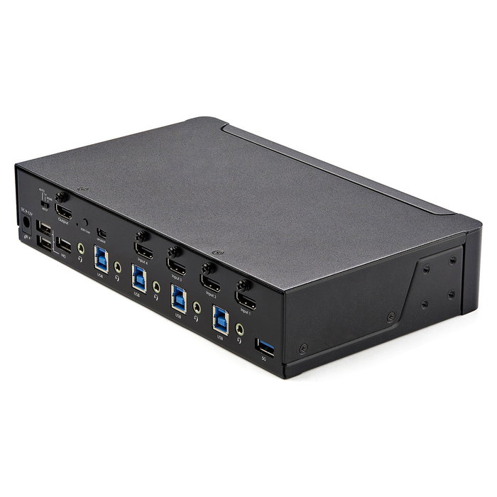 StarTech 4K 60Hz HDMI KVM Switch de 4 Puertos - Conmutador para 1 Monitor, HDR, Audio, USB 3.0 Hub, Modelo con Teclas de Acceso Directo