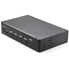 StarTech.com Switch KVM de 4 Puertos HDMI 2.0 4K, 60Hz HDR, con Hub USB 3.0, Negro