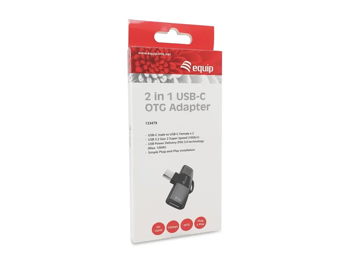 Equip Adaptador USB-C a 2x USB-C 10Gbps PD 100W Gris Equip Adaptador USB-C a 2x USB-C 10Gbps PD 100W Gris