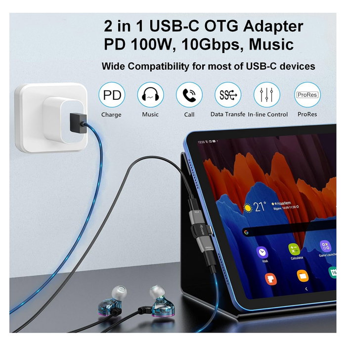 Equip Adaptador USB-C a 2x USB-C 10Gbps PD 100W Gris