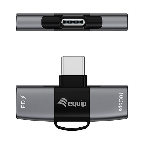 Equip Adaptador USB-C a 2x USB-C 10Gbps PD 100W Gris