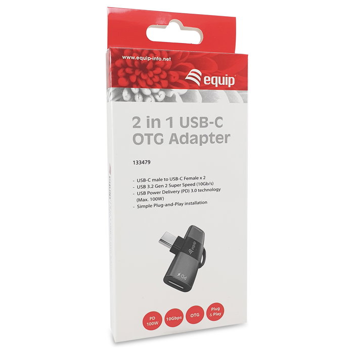 Equip Adaptador USB-C a 2x USB-C 10Gbps PD 100W Gris