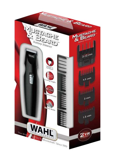 Wahl 5606-526 Cortabarbas Mustache&Beard, Precisión 2-12mm, Corte Acurado 0.6mm, Uso con Pilas, Ideal para Viajar