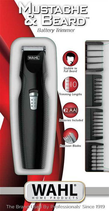 Wahl 5606-526 Cortabarbas Mustache&Beard, Precisión 2-12mm, Corte Acurado 0.6mm, Uso con Pilas, Ideal para Viajar