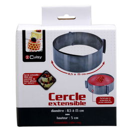 Cuisy Molde Aro Extensible Acero Inoxidable Horno Diámetro 8,5-15 cm Altura 5 cm