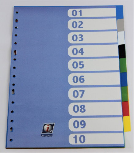 Iberplas 717OM Separador Formato Folio Pvc Multitaladro 10 Pestañas Opaco Colores Iberplas 717OM Separador Formato Folio Pvc Multitaladro 10 Pestañas Opaco Colores