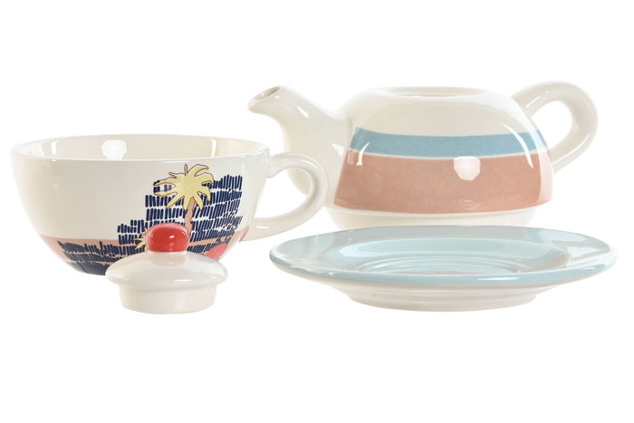 DKD Home Decor Tetera Tropical Azul Verde 13 x 15 x 18 cm (2 Unidades) Dolomita 750 ml DKD Home Decor Tetera Tropical Azul Verde 13 x 15 x 18 cm (2 Unidades) Dolomita 750 ml