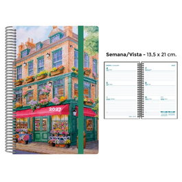 Senfort Agenda Anual 2027 Decorada Floristería Espiral Tapa PP con Goma 135x210 S/V