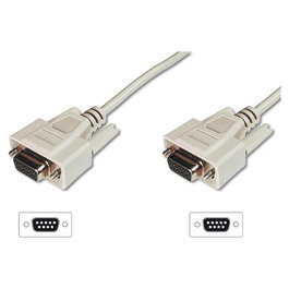 Digitus Cable de Conexión Datentransfer D-Sub9 Hembra / D-Sub9 Hembra 3m Beige Níquel Cobre