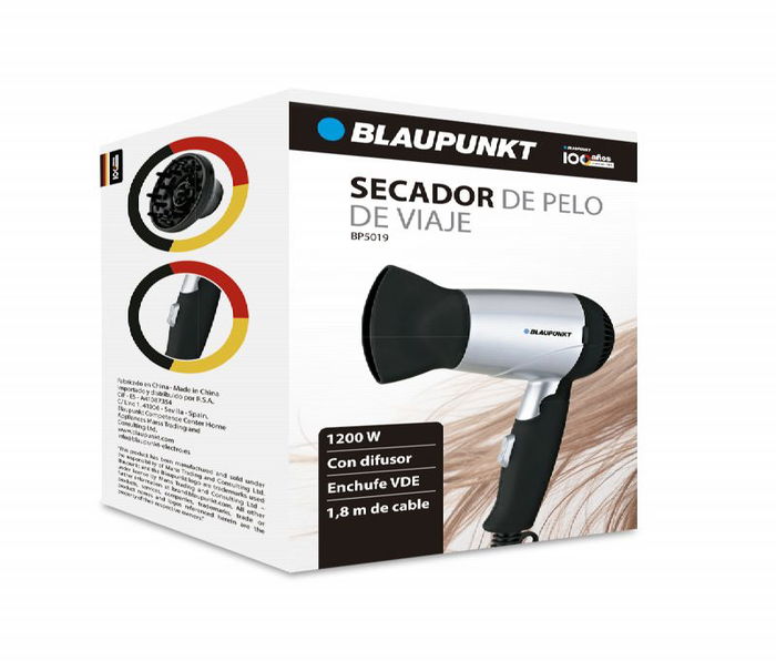 Blaupunkt - Secador de Viaje, 1200W, Difusor Incluido