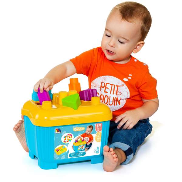 Molto Caja de Bloques y Puzzles Duros 15 Piezas - Juguete Educativo de Plástico para Niños a Partir de 1 Año