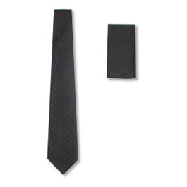 CHOPARD Conjunto de Corbata y Pañuelo de Cachemire Negro y Marrón Oscuro