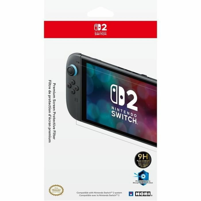 HORI Protector de pantalla de vidrio templado premium para Nintendo Switch 2, Anti-luz azul, Dureza 9h