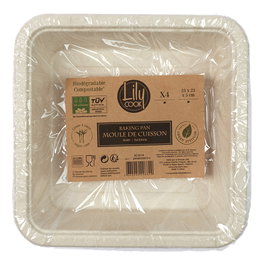 Lily Cook Juego de 4 Moldes Vallee Outlet Cuadrados para Hornear 23x23 cm Azúcar de Caña Biodegradable