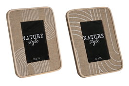 DKD Home Decor Curvy boho Marco de Fotos 10x15 Marrón MDF 1.5 x 23 x 18 cm (4 Unidades)