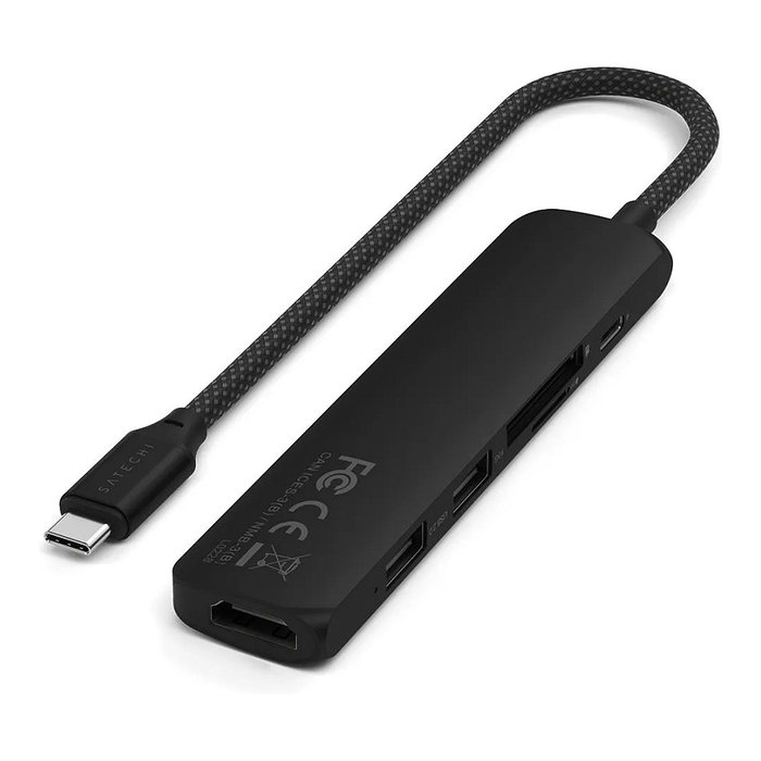 Satechi USB-C Slim Multi-Port Hub 6 en 1 ST-P6SK, Schwarz