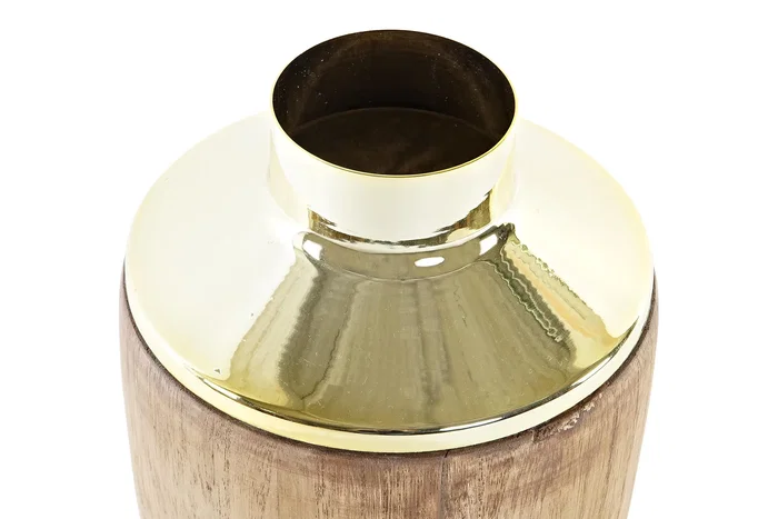 DKD Home Decor Jarrón Acacia Marrón y Dorado 15x15x20 cm