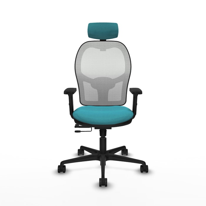 PIQUERAS Y CRESPO Silla de oficina Jorquera con mecanismo Sincro/Traslack, Tela Turquesa y Malla Blanca