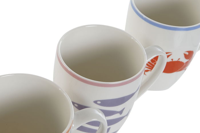DKD Home Decor Mug Mediterraneo Colección Aiguablava Porcelana Multicolor 8.5 x 10 x 12 cm (6 Unidades)
