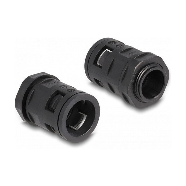 DeLOCK Kabelschutzschlauch 2 m x 21,2 mm con 2 x PG16 Schlauchverschraubung Set negro