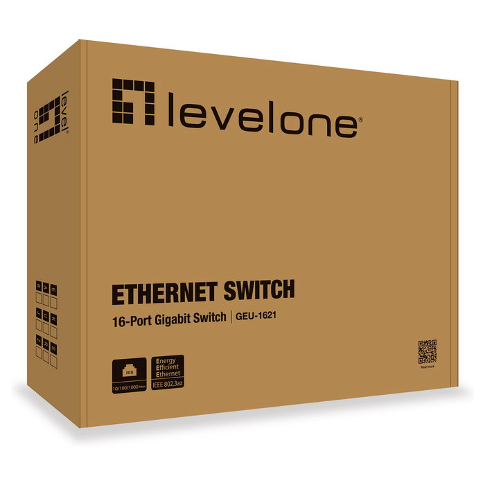 Level One Switch 16 Puertos Gigabit Ethernet GEU-1621 Montaje en Rack 19"