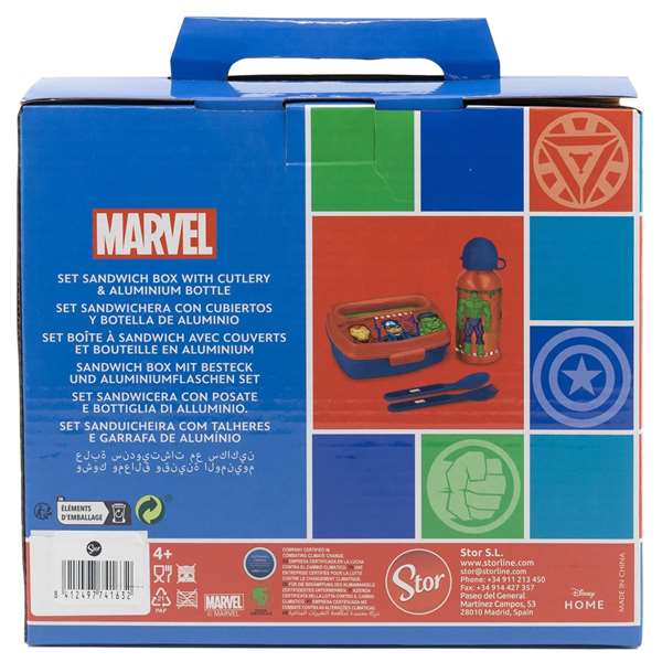 Sandwichera avengers invincible force con cubiertos y botella aluminio 400 ml