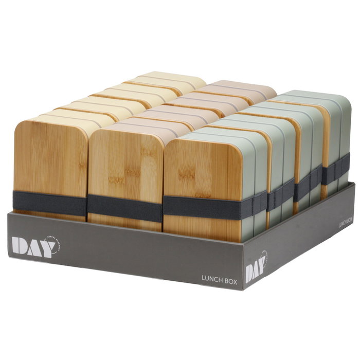 Day Fiambrera 2 Pisos Con Cubiertos, Tapa Bambú, 700ml, Colores Naturales