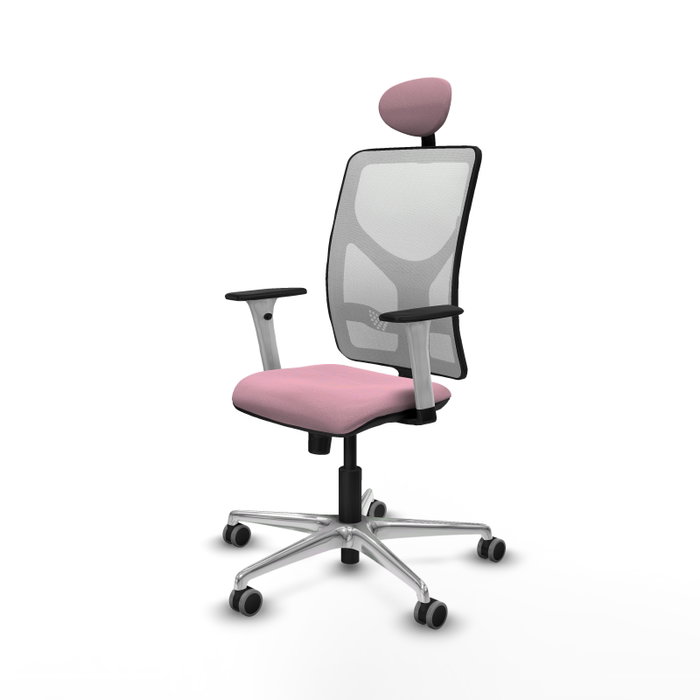 PIQUERAS Y CRESPO Silla de oficina Motilla Rosa y Blanco con mecanismo Sincro